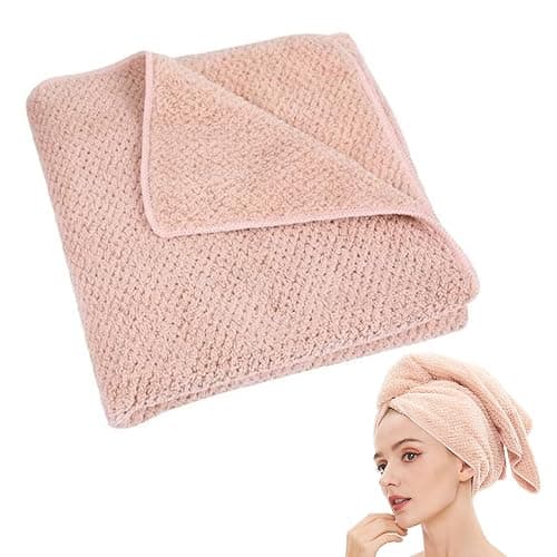Laojbaba Microfiber Hair Towel Quick Dry Hair Towel Hair Drying Towels Suitable for All Kinds of Hair Ultra Absorbent Long and Thick Hair 20X40inch Lotus Root Pink (1pcs) - Image 1