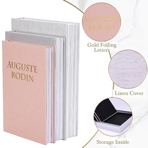 XKDOUS Set of 3 Linen Decorative Books with Gold Foil Cover Faux Book Storage Box for Coffee Table, Bathroom Shelf & Home Decor thumbnail 7