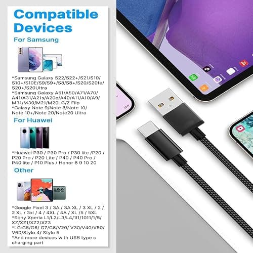 MOBISTAR USB C Charger Cable 1M, Type C Fast Charging Cable 3A Nylon Braided Lead Compatible with Samsung Galaxy S23/S22/S21/A54, MacBook, Huawei, Google Pixel, Sony Xperia (RoseGold, 1M) thumbnail 3