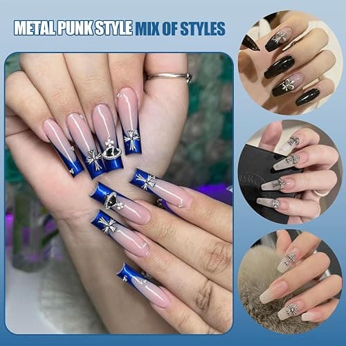 Artdone Nail Art Studs Kit, 3D Silver Cross Nail Charms and Star Gems Bulk Nail Jewels Shiny Crosses for DIY Professional Manicures Decoration thumbnail 6