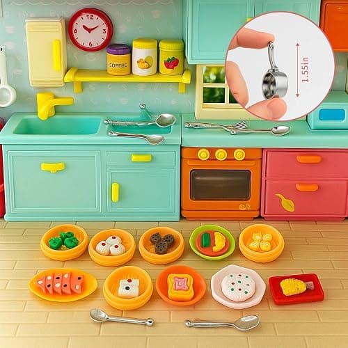 HKLMRO 150Pcs Miniature Food Drink Bottles Adults Dollhouse Soda Pop Cans Pretend Play Kitchen Cooking Game Party Accessories Toys Hamburger Cake Ice Cream Pizza Bread Tableware Doll House Landscape thumbnail 2