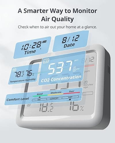 SwitchBot CO2 Detector, Air Quality Monitor Indoor, CO2 Monitor for CO2/TEMP/Humidity, Portable Carbon Dioxide Detector for Home/Car/Office/Greenhouse thumbnail 3
