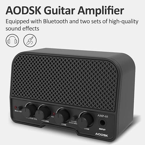 AODSK Electric Guitar with Amp Beginner Kit 39 Inch Solid Body Full Size,All Accessories,Digital Tuner,Six Strings,Four Picks,Tremolo Bar,Strap,Gig Bag,Starter kit (Black-SSS) thumbnail 6