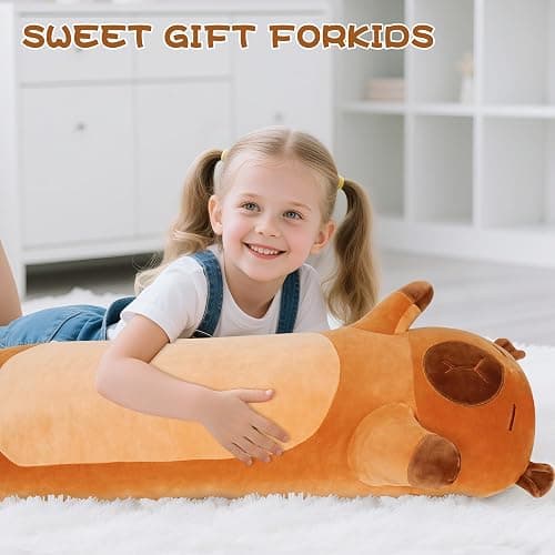 33 ih Cute Capybara Plush, Capybara Stuffed Animal, Long Capibaras Peluches Body Pillow Kawaii Plushies Decor Gifts for Kids Adult Boys Girls thumbnail 6