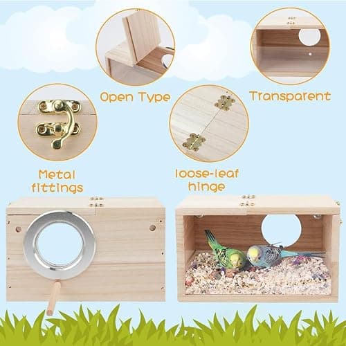 Parrot Breeding Box,Parrot Nesting House - Parrot Breeding Mating Box, Bird Nesting House, Parakeet Breeding Box for Cage, Budgies, Lovebirds, Cockatiel thumbnail 6