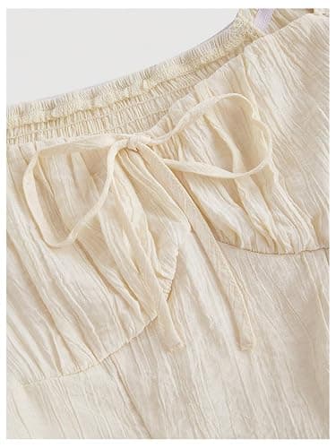 MakeMeChic Women's Renaissance Pirate Costume Corset Tops Puff Long Sleeve Ruched Bust Ruffled Peplum Peasant Blouse thumbnail 3