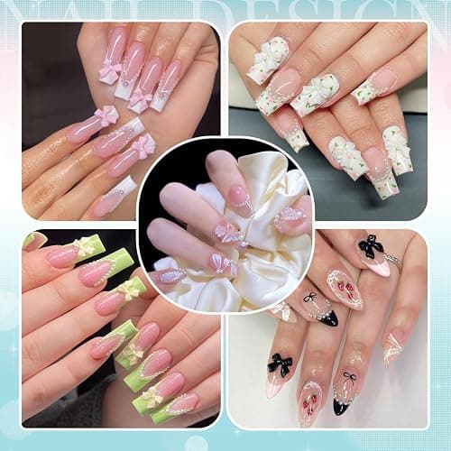 Skriist 1500PCs Multicolor 3D Nail Charms Set for Acrylic Nails Design DIY Decoration, Assorted Heart Star Rose Butterfly Cute Nail Jewels Nail Art Rhinestones with Pickup Tool thumbnail 6