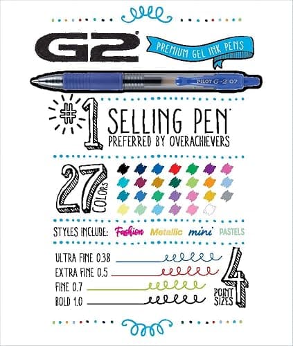 Pilot G2 Premium Gel Pens, Gel Roller Pens, Fine Point 0.7 mm Assorted Colors Pack of 8 thumbnail 6
