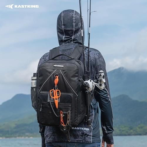 KastKing KarryAll KastMate Fishing Tackle Backpack,Water-Resistant Tackle Bag With 2 Rod Holders,Fishing Gear and Equipment With Large Gear Storage,Black thumbnail 2