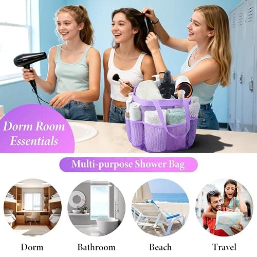 Attmu Mesh Shower Caddy Portable, Quick Dry Hanging Shower Tote Bag for College Dorm Room Essentials, Large Capacity Caddy Dorm for Bathroom Gym Swimming thumbnail 4