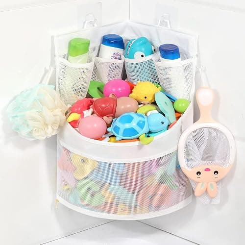 Ligereza Baby Bathtub Toy Storage 17" x 13" Bathtub Toy Holder Mesh Let Baby Bathtub Toys To Dry Faster, Bath tub Toy Organizer For 1-3 Year Old Toddler Bathtub Toys - Image 1