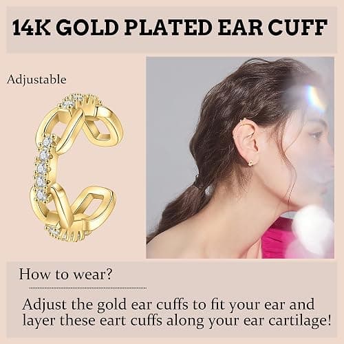 WAINIS 16PCS Ear Cuff Earrings for Women Non Piercing Ear Cuffs Clip On Cartilage Earrings Lightweight Fake Earrings Set thumbnail 2