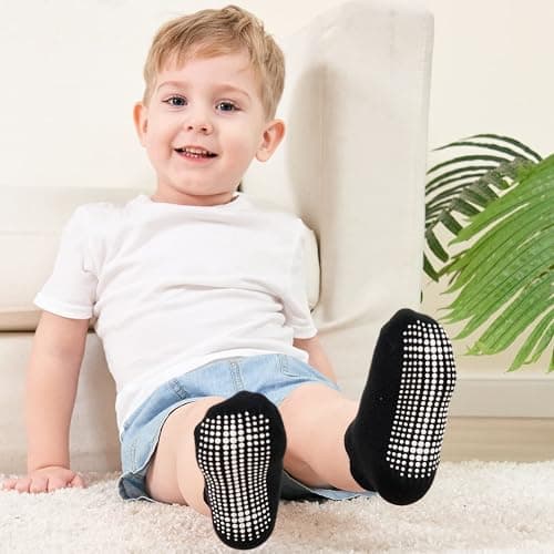 Zaples Baby Non Slip Grip Ankle Socks with Non Skid Soles for Infants Toddlers Kids Boys Girls thumbnail 2