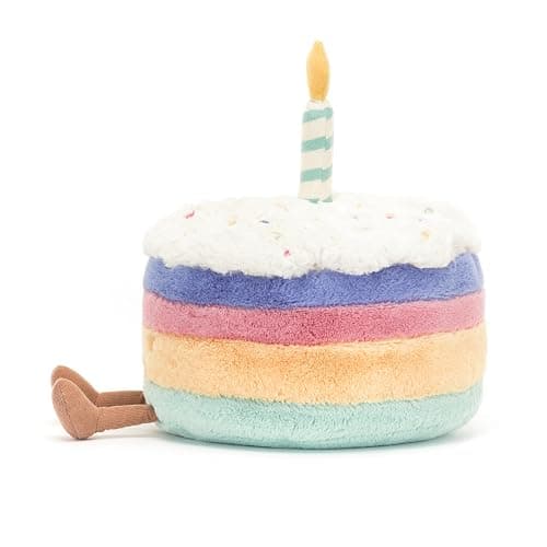 Jellycat Amuseables Rainbow Birthday Cake Stuffed Toy, Medium 6 inches - Dessert Plush - Birthday Gift thumbnail 3
