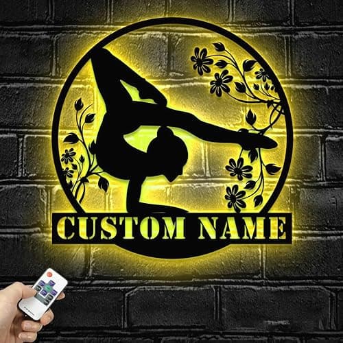 Personalized Female Gymnastics Metal Wall Art with LED Light – Custom Girl Gymnast Name Sign for Home Decor or Gift thumbnail 5