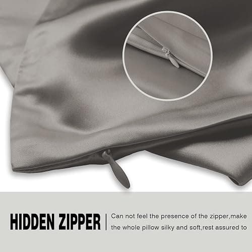 Silk Pillowcase for Hair and Skin,Soft,Breathable and Sliky 100% Standard Size Pillow Cases Set of 2,Both Sides Natural Mulberry Silk Pillowcases with Hidden Zipper(Standard Size 20"X 26",2pcs) thumbnail 4