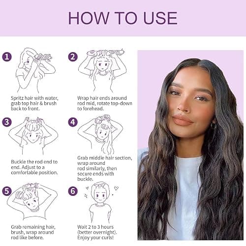 Heatless Curls Overnight Hair Curlers - 4 Pcs No-Heat Curling Rod to Sleep In,Velvet Hair Rollers with Satin Wrap thumbnail 3