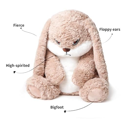 Magic Lion 19.6 inch Bunny Stuffed Animals, Soft & Cute Rabbit Plush Toys, Grumpy Bunny Plush, Rabbit Stuffed Animal, Perfect for a Gift (Brown) thumbnail 5