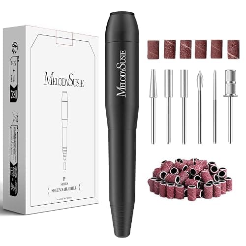 MelodySusie Electric Nail Drill Machine,PC120I Portable Electric Nail File Efile Set for Acrylic Gel Nails, Manicure Pedicure Tool with Nail Drill Bits Sanding Bands Dust Brush, Black - Image 1