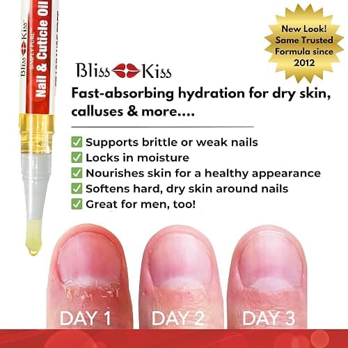 Bliss Kiss | 1 Fragrance Free | Nail Oil Cuticle Pen w/Vitamin E & Jojoba⏤Nail Strengthener Nail Growth Serum for Brittle Peeling Breaking Thin Nails thumbnail 6