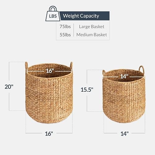 Best Choice Products 2-Piece Round Nesting Baskets W/Handles, Handwoven Water Hyacinth, Plant Holder, Laundry Basket, Storage Organizer, Tote Bins for Bedroom, Living Room, & Laundry Room - Natural thumbnail 3