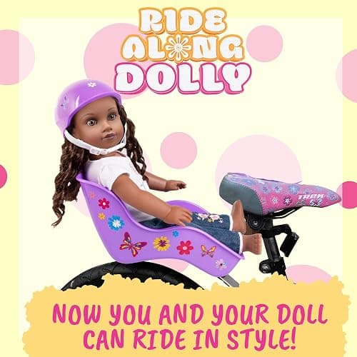 Ride Along Dolly Doll Bicycle Seat- The Original Bike Attachment for 18"-22" Dolls and Stuffed Animals- Decorate Yourself Decals Included, Fits Most Bikes, Birthday (Pink)- Christmas thumbnail 3