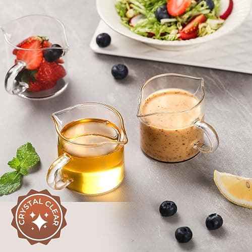 Espresso Cups Set of 2, 4 Oz Espresso Shot Glass with Handle Double Spout Cups Clear Glass Milk Cup Coffee Accessories Great for Making Coffee Desserts Salad Dressing thumbnail 5