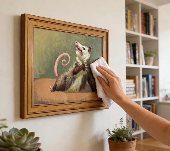 Gold Framed Funny Opossum Canvas Wall Art Humor Opossum Painting Picture Wall Decor Quirky Animal Poster Print Artwork for Living Room Bedroom Home Office Decroation 9x11in thumbnail 7
