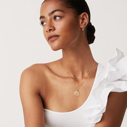 PAVOI 14K Gold Plated Engraved Coin Pendant Necklaces for Women | Byzantine Coin Pendants | Bohemian Necklace thumbnail 4