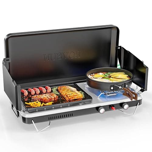 ROVSUN 2-in-1 Portable Camping Stove with Grill - Image 1