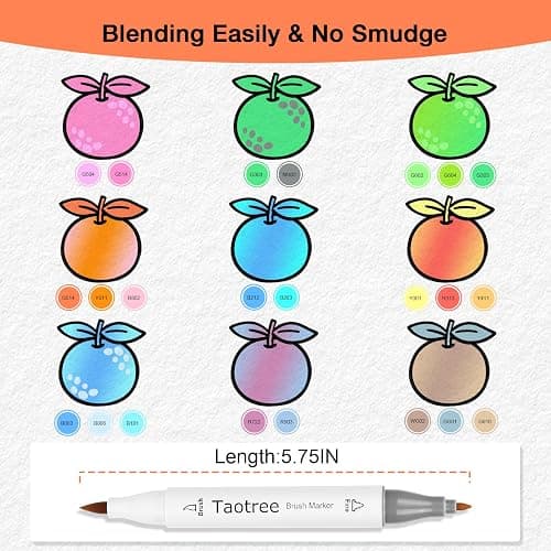 Taotree Alcohol Brush Markers Art Supplies, 61 Pastel Colors Dual Tip Art Coloring Markers Pens, Brush & Fine Tip Sketch, Drawing Supplies Gift for Artist Adult Coloring Book Painting, Sketching thumbnail 6