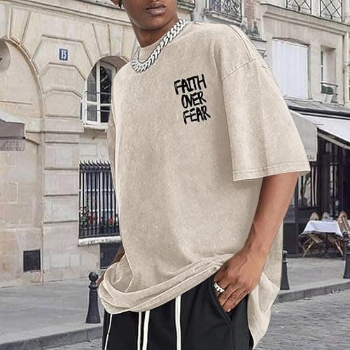 Lytiarul Christian Shirts for Men God Child of Jesus Faith Shirt Oversized Graphic Religious Tees Acid Wash T-Shirt Tops thumbnail 3