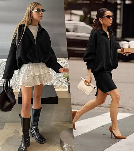 Bnigung Womens Faux Suede Bomber Jacket Casual Lapel Pilot Cropped Coat Oversized Motorcycle Jackets 2025 Outerwear thumbnail 4