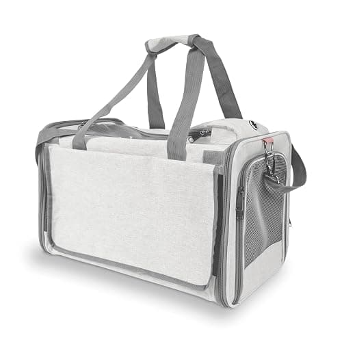 GAPZER Pet Carrier for Large Cat Soft-Sided Animal Traveling Bag for Medium Cat up to 20lbs / Washable Small Dog Puppy 10 lbs Crate Case with Privacy Curtains for Home Outdoor Travel Beige White thumbnail 4