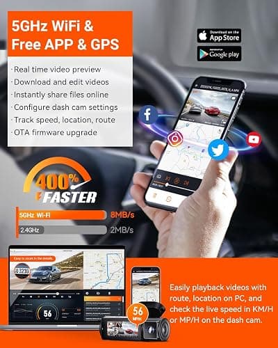Vantrue N5 4 Channel WiFi 360° All Sides Dash Cam, STARVIS 2, IR Night Vision, 2.7K+1080P*3 Front Rear Inside Dashcam, Voice Control, GPS, 24 Hours Buffered Parking Mode Dash Camera, 512GB Max (N5) thumbnail 6