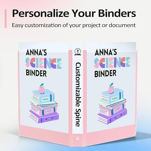 BinderX Extra Durable 3 Ring Binder, Round Rings 1 Inch Binder, Fits 175 Sheets of 8.5x11 Paper, Customizable View Cover with Inside Pockets, Cute 1" Binders, 1 Inch Binders 3 Ring, Pink thumbnail 6