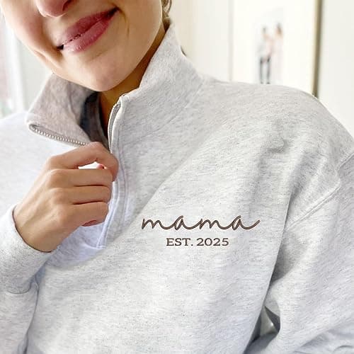 NAZENTI-Custom Mama Embroidered Sweatshirt Kids Names-Personalized Gifts For New Mom, Mommy Birthday, Mothers Day, Christmas thumbnail 4
