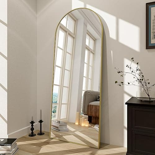 BEAUTYPEAK 65"x24" Arch Floor Mirror, Full Length Mirror Wall Mirrors Hanging or Leaning Arched-Top Full Body Mirror with Stand for Bedroom, Dressing Room, Gold thumbnail 7