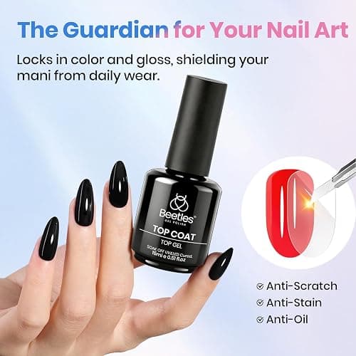 Beetles 2 Pcs 15ml No Wipe Gel Top Coat and Base Coat Set | Long Lasting Soak Off LED Nail Lamp Gel Base Top Coat Stay Lock Shine Duo Finish Nail Art Design Manicure Gifts for Women thumbnail 4