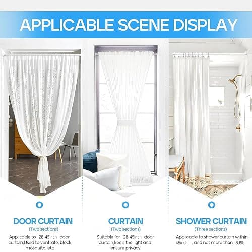 Zipglo 2 Pack Spring Tension Rods 28-45 Inches, 5/8 Inch Diameter White No Drill Spring Loaded Adjustable Extendable, Small Short Tension Curtain Rod for Windows Kitchen Doorway Closet Cupboard thumbnail 7