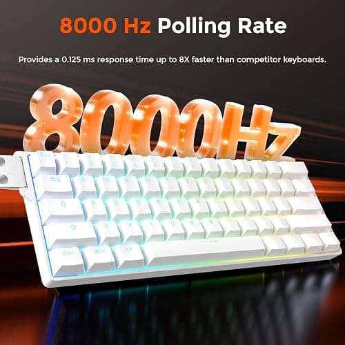 DAREU EK60 HE Hall Effect Magnetic Switch Keyboard, 60% Wired Mechanical Gaming Keyboard with Adjustable Actuation Rapid Trigger Mode, SOCD, 8000Hz Polling Rate, Compact RGB Backlit for Mac/PC - White thumbnail 4