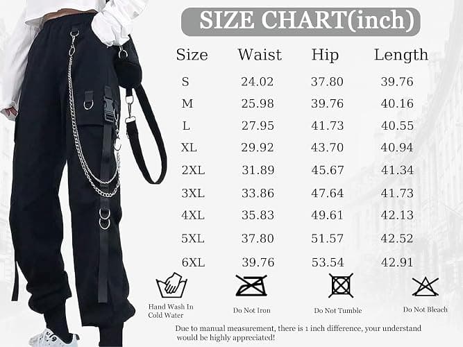 Kisswow Women’s Cargo Pants with Chain – Utility Streetwear Pants, Casual Joggers for Modern Style thumbnail 2