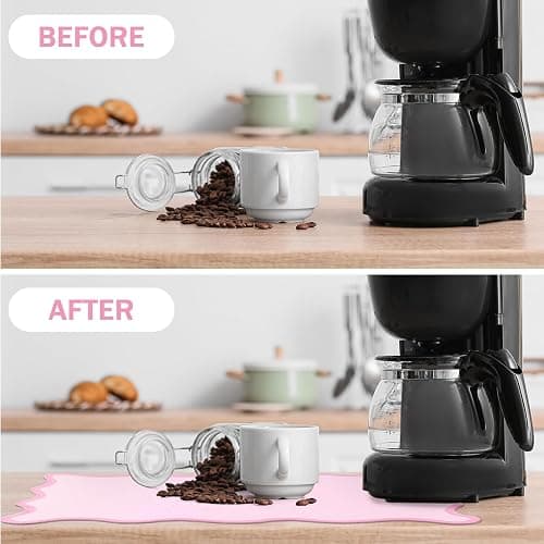 Nuanchu Pink Coffee Mat 12" x 19" Pink Coffee Bar Accessories Cute Dish Drying Mat for Kitchen Counter Scalloped Aesthetic Waterproof Coquette Drainer Pad thumbnail 6