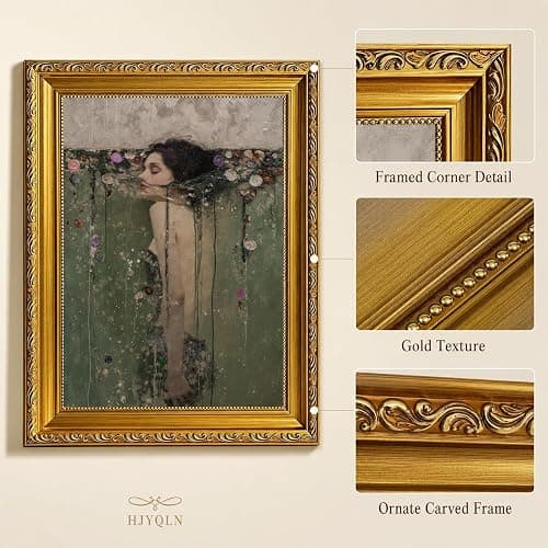 Vintage Gold Framed Ophelia Canvas Wall Art,Victorian Woman Wall Decor | Dark Academy Picture,Moody Poster Print Artwork,for Bathroom Bedroom Living Room Home Decoration 12x16 inch thumbnail 4