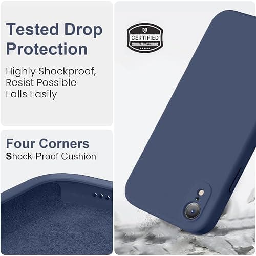 Vooii Compatible with iPhone XR Case, Upgraded Liquid Silicone with [Flat Edges] [Camera Protection] [Soft Anti-Scratch Microfiber Lining] Phone Case for iPhone 10 XR 6.1 inch - Navy Blue thumbnail 5
