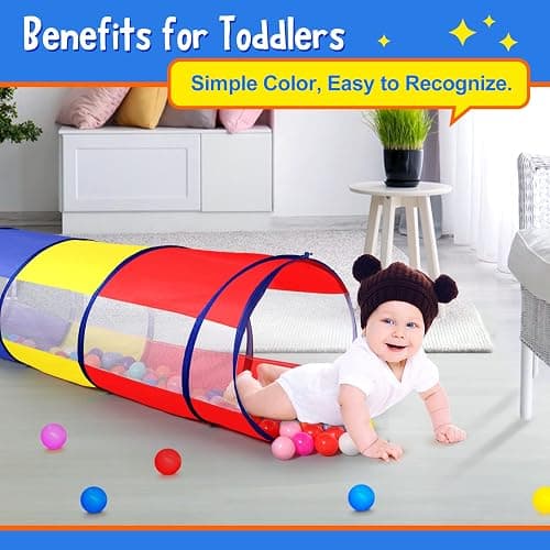 Kids Play Tunnel for Toddlers, Pop Up Crawl Through Tunnel Play Tent for Baby Infant Children or Dog with 2 Mesh Sides, Kids Tunnel Toys or Gift Indoor & Outdoor (Colorful Crawling Tunnel) thumbnail 3