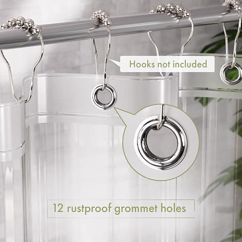 AmazerBath Shower Curtain Liner, 72x72 Clear Shower Curtain Liner, Waterproof Plastic Shower Liner, Cute Lightweight PEVA Shower Curtain for Bathroom with 3 Magnets and 12 Rustproof Metal Grommets thumbnail 3
