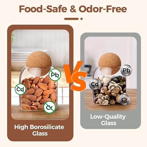 ComSaf Small Glass Jar with Ball Cork Lid 16 fl.oz Pack of 3, Decorative Cute Candy Coffee Suger Tea Jar, Versatile Used for Holding Salt Qtip Apothecary Cotton Swab and Gift thumbnail 4