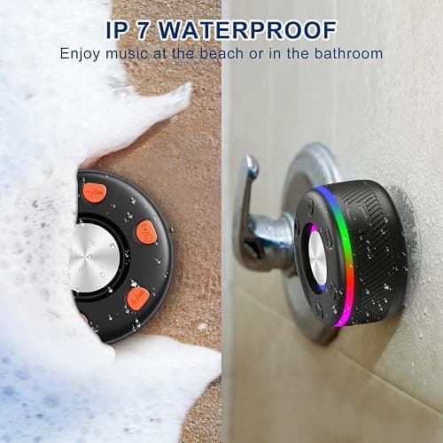 Bluetooth Speaker, Shower Speaker, IP7 Waterproof Portable Speakers Bluetooth 5.4 with HD Sound, RGB Light/LED Display/Hands-Free Call/Suction Cup Perfect for Bathroom Sing-Along Stocking Stuffers thumbnail 3