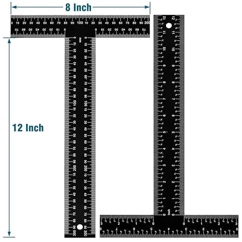 T Square Ruler - 12 inch Metal T Ruler for Drafting, Architecture, Engineering & Art | Precision Dual-Scale (Inch & MM) - Tee Ruler, Scale Ruler thumbnail 2
